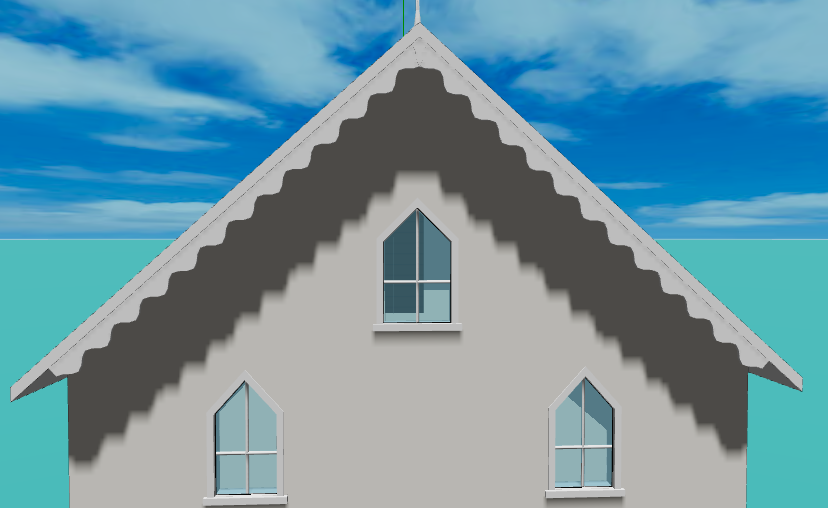 A gable end with a scalloped bargeboard: a smooth wave with no points or piercings