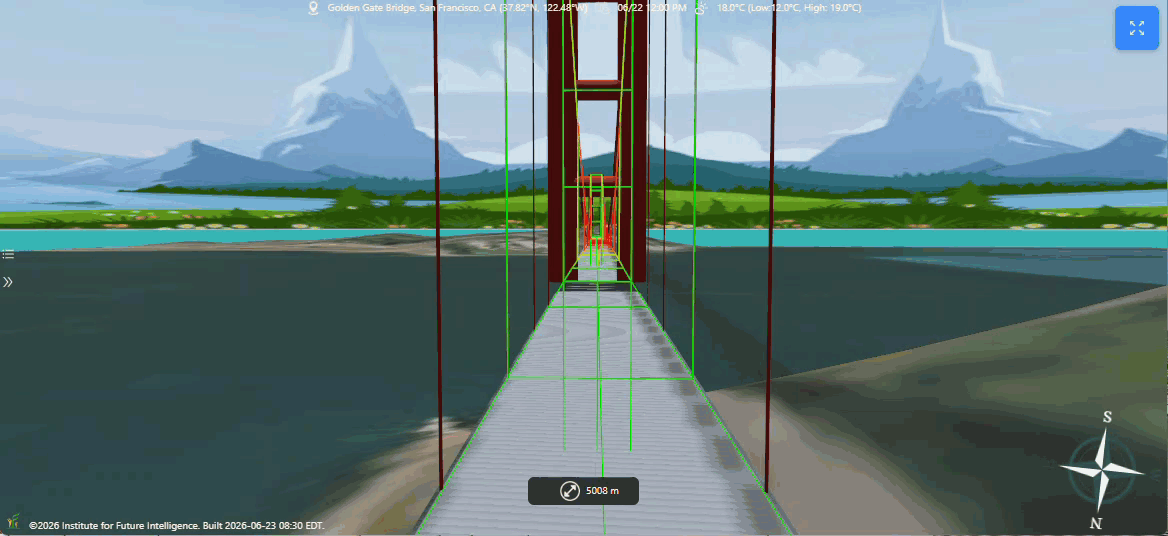 A natural vibration mode of a bridge in Aladdin