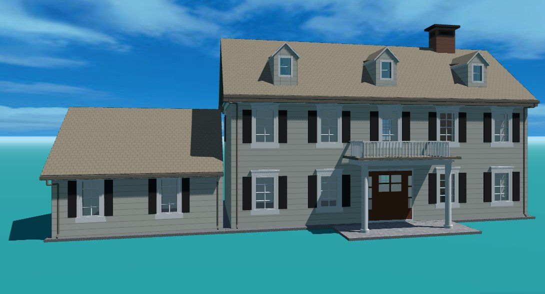 The same house rebuilt as an editable 3D model in Aladdin